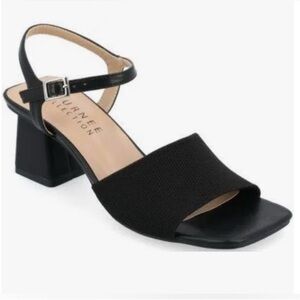 Journee Collection Black Block Heel Sandals